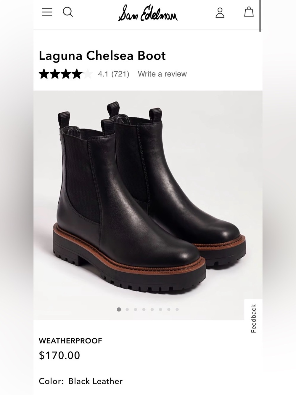 Sam Edelman Laguna Chelsea Boots – Black Leather